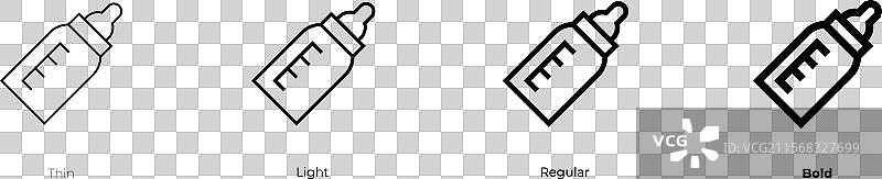 喂奶瓶图标，细体、常规体和粗体图片素材