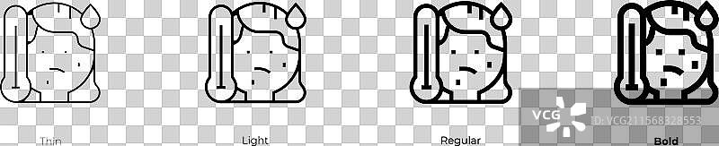 发烧图标，细体、常规体和粗体风格图片素材
