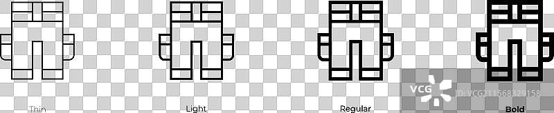 田野裤图标，细体、轻体、常规体和粗体图片素材