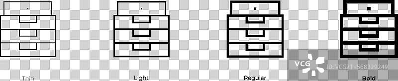 文件柜图标，细体、常规体和粗体图片素材