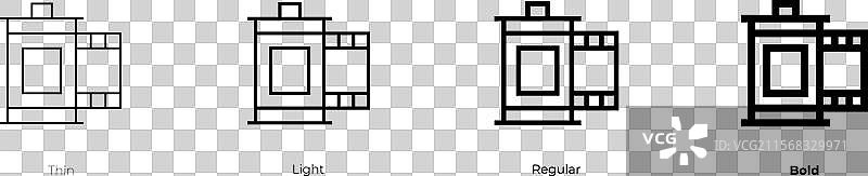 电影图标，细体、常规体和粗体风格图片素材
