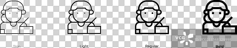 电影制作人图标，细体、常规体和粗体风格图片素材