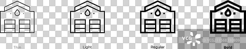 消防站图标，细体、常规体和粗体图片素材