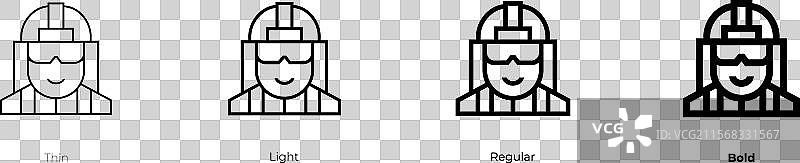 消防员图标，细体、常规体和粗体图片素材