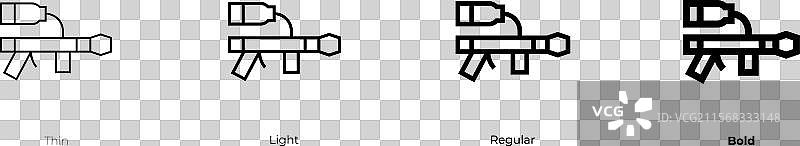 火焰喷射器图标，细体、常规体和粗体图片素材