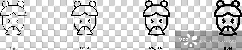 流感图标，细体、浅色、常规和粗体风格设计图片素材