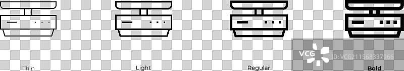食品秤图标，细线、常规和粗体风格图片素材
