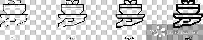 食物托盘图标，细体、常规体和粗体风格图片素材
