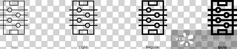 桌上足球图标，细线、常规和粗体风格图片素材