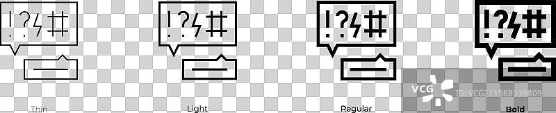犯规图标，细体、常规体和粗体风格图片素材
