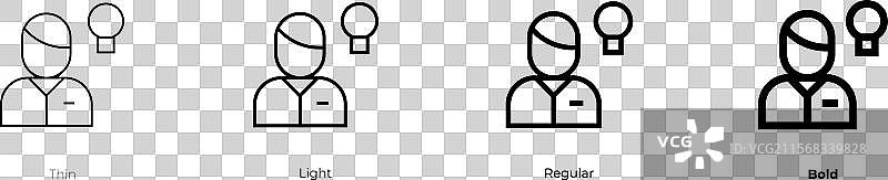 创始人图标，细体、浅色、常规和粗体风格图片素材