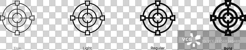 FPS图标，纤细、轻盈、常规和粗体风格设计图片素材