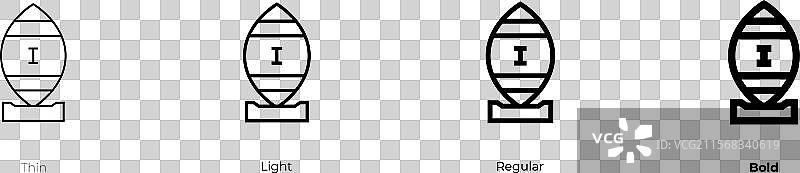 任意球图标，细线、常规和粗体风格图片素材
