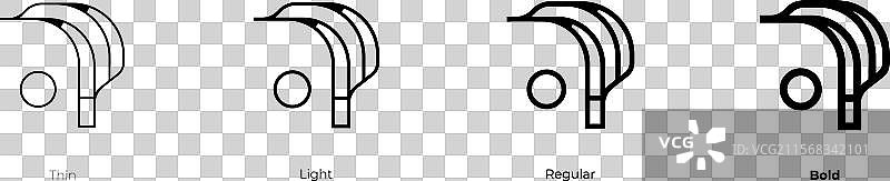 前端图标，细体、常规体和粗体风格图片素材