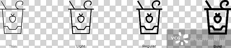 冰冻酸奶图标，细体、常规体和粗体图片素材