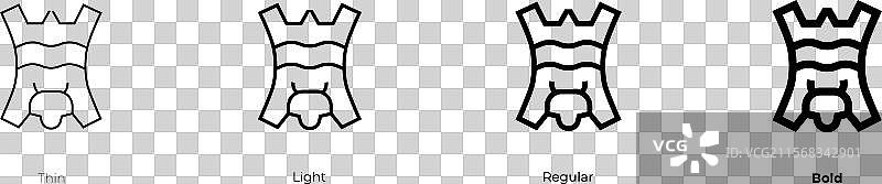 毛皮图标，细体、常规体和粗体风格设计图片素材