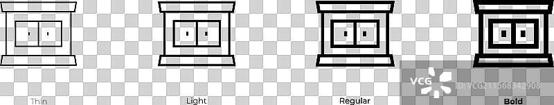 家具图标，细线、常规和粗体风格图片素材