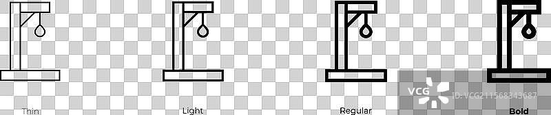 绞刑架图标，细体、轻体、常规体和粗体风格图片素材
