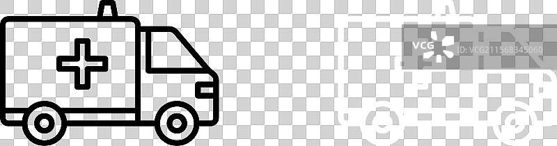 救护车图标集 紧急救援救护车厢图片素材