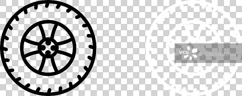 轮胎图标集 汽车轮胎或车轮符号 公交车或图片素材