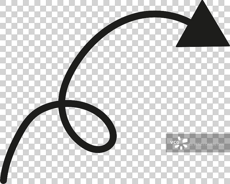 向上的长弯箭头图标，扁平风格图片素材