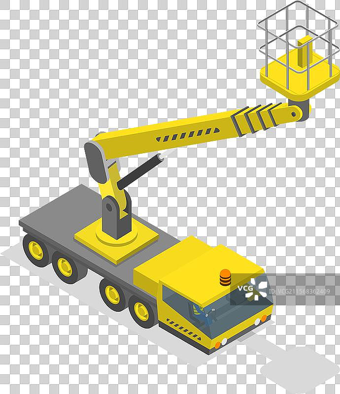 现代卡车的3D等距平面图集图片素材