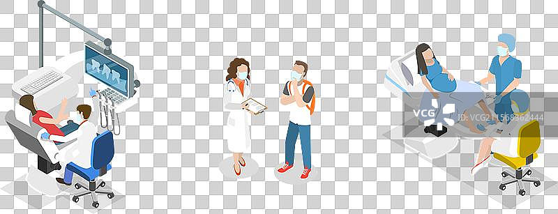 健康的三维等距平面图图片素材