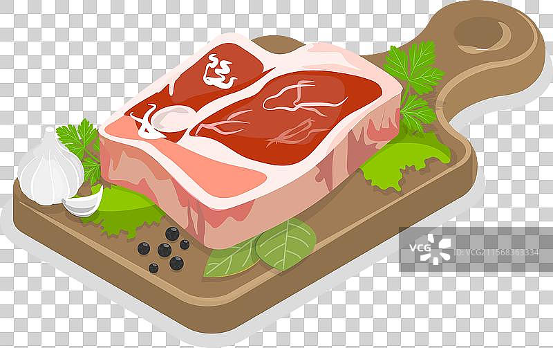 生肉的3D等距平面图图片素材