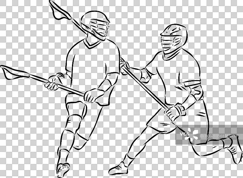 曲棍球运动素描轮廓图片素材