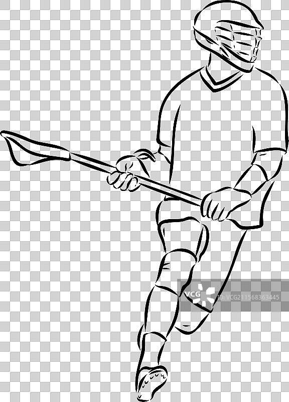 曲棍球运动素描轮廓图片素材