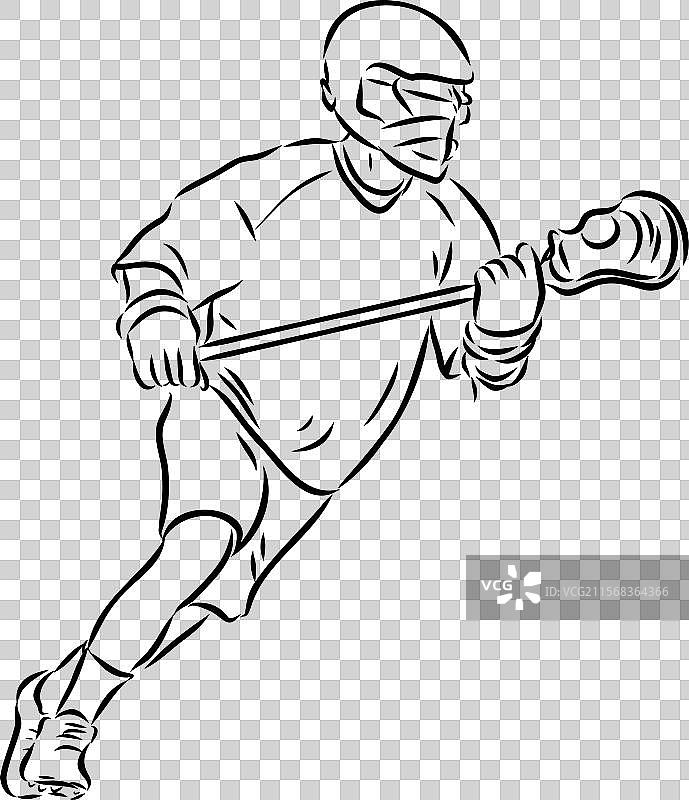曲棍球运动素描轮廓图片素材