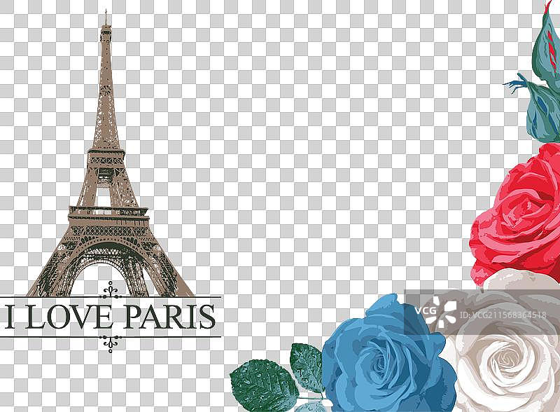 复古明信片，上面有巴黎的埃菲尔铁塔图片素材