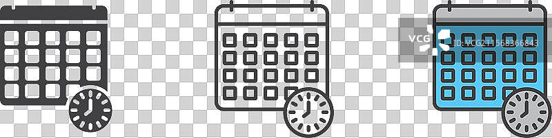 日历时钟图标集预约日期提醒图片素材