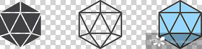 20面骰子图标集 3D 20面骰子符号图片素材