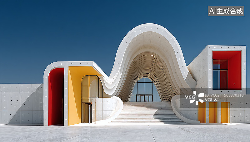 【AI数字艺术】时尚造型建筑，汽车广告背景图图片素材