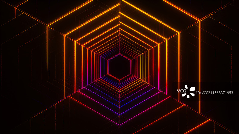 3D迷幻六边形空间图片素材
