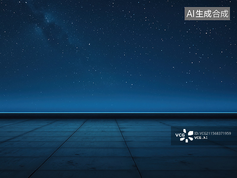 【AI数字艺术】夜空下的广场图片素材