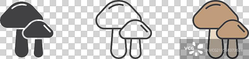 蘑菇图标集，简单的香菇符号图片素材