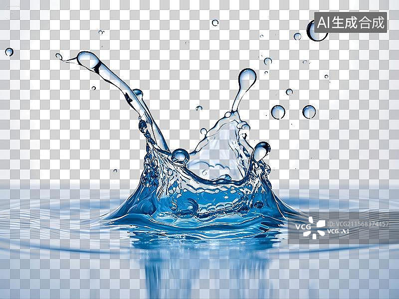【AI数字艺术】液体水碰撞飞溅状态PNG免抠素材图片素材