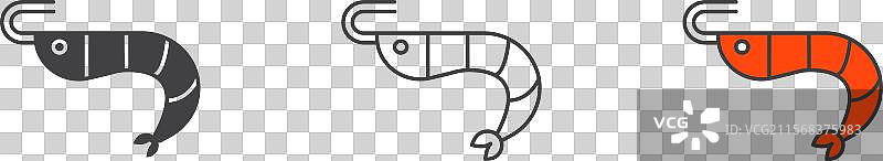 虾图标集，熟虾符号，龙虾标志图片素材