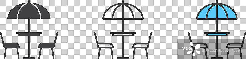 露台图标集，户外餐饮咖啡桌符号图片素材