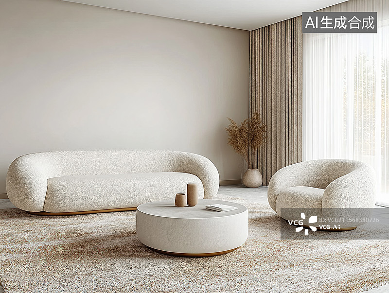 【AI数字艺术】现代极简客厅组合图片素材