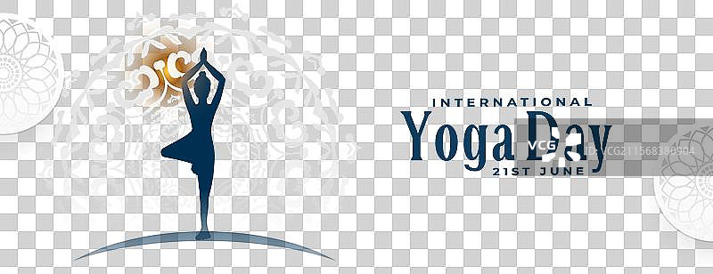 国际瑜伽日白色横幅上的女性图片素材