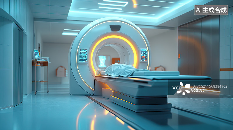 【AI数字艺术】现代医院放射线CT室3D渲染图片素材