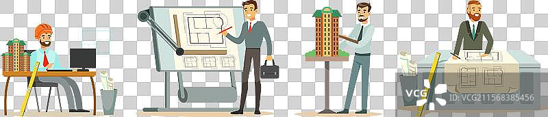 男性建筑师角色与施工工程师图片素材