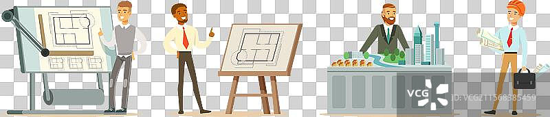 男性建筑师角色与施工工程师图片素材