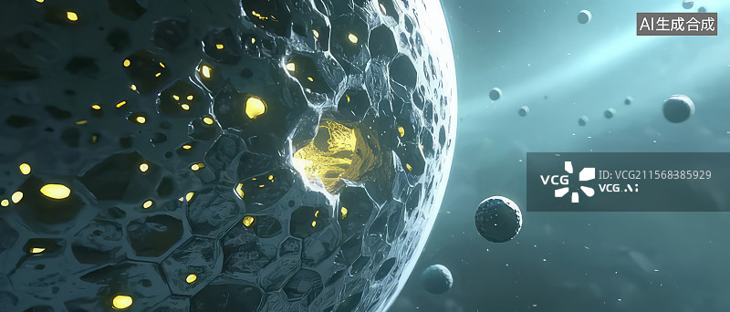 【AI数字艺术】科幻风格的蜂巢状星球图片素材