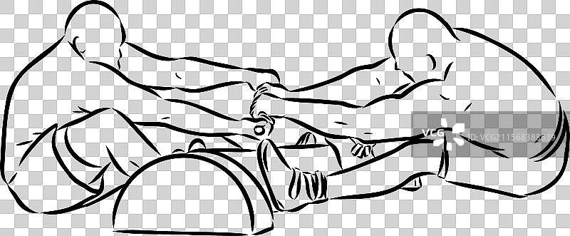 雅库特摔跤运动素描图片素材