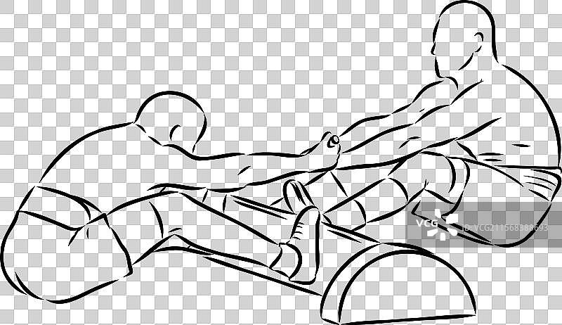 雅库特摔跤运动素描图片素材
