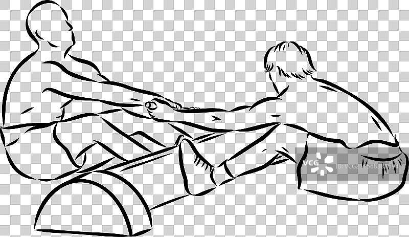 雅库特摔跤运动素描图片素材